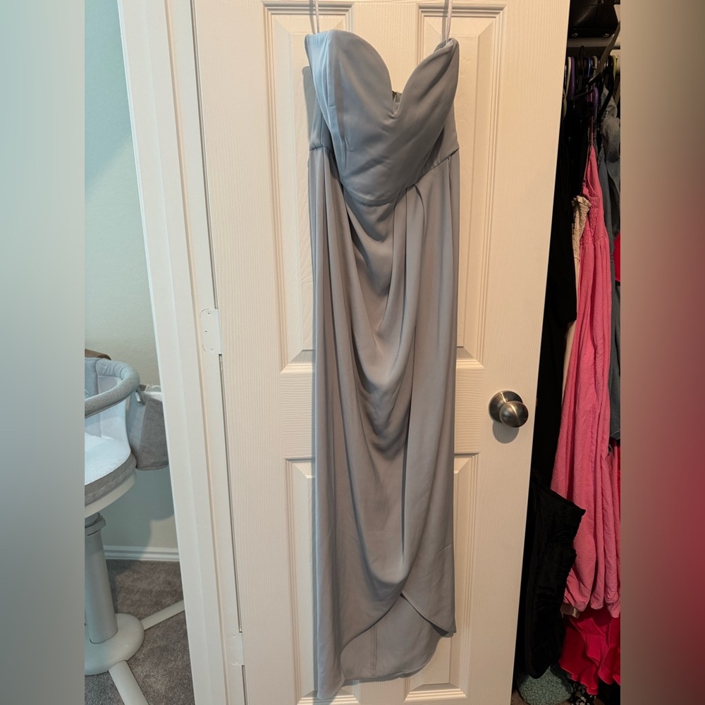 Shona Joy Strapless Gray Dress